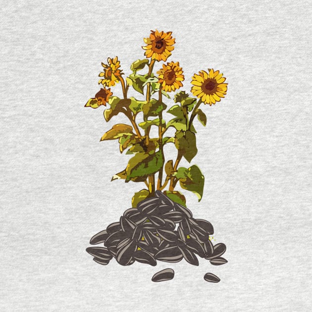 Sunflower Minimalist Vintage Retro Flora Positive Seed by Flowering Away